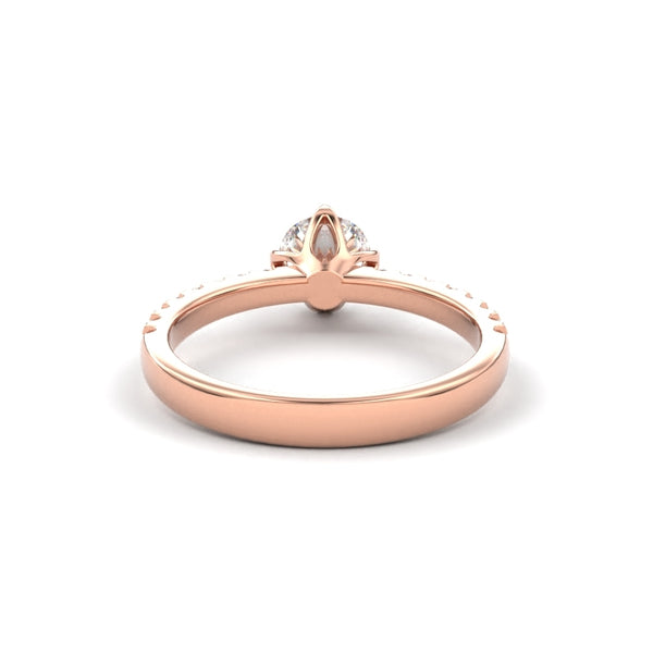 18K Rose Gold Petite Flower Four Prong Engagement Ring - Circle of Diamond