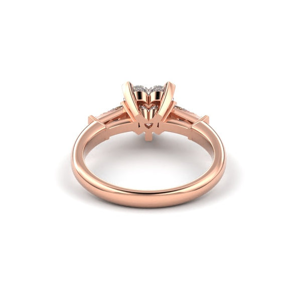 18K Rose Gold Heart Shaped Tapered Baguette Diamond Engagement Ring - Circle of Diamond