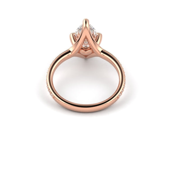 18K Rose Gold Marquise Shaped East-West Shared Prong Engagement Ring - Circle of Diamond