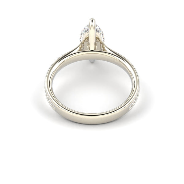 18K White Gold Marquise Shaped Thin Channel Set Diamond Engagement Ring - Circle of Diamond