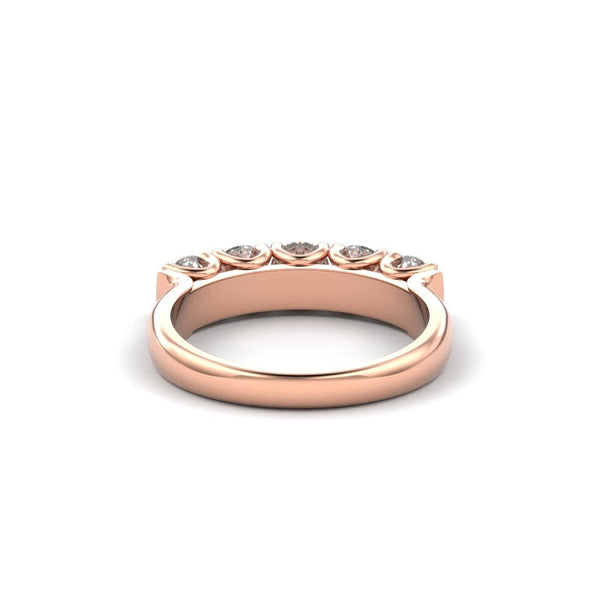 18K Rose Gold Tessere Five Stone Diamond Wedding Ring - Circle of Diamond