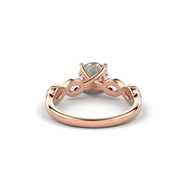 18K Rose Gold Petite Twist Diamond Engagement Ring - Circle of Diamond