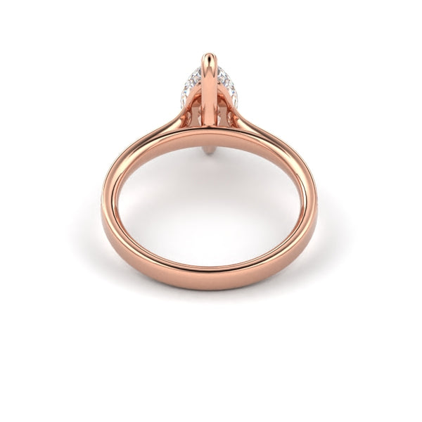 18K Rose Gold Marquise Shaped Channel Set Princess Cut Diamond Engagement Ring - Circle of Diamond