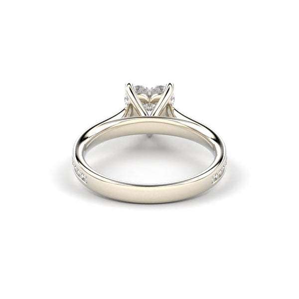 18K White Gold Heart Shaped Thin Channel Set Diamond Engagement Ring - Circle of Diamond