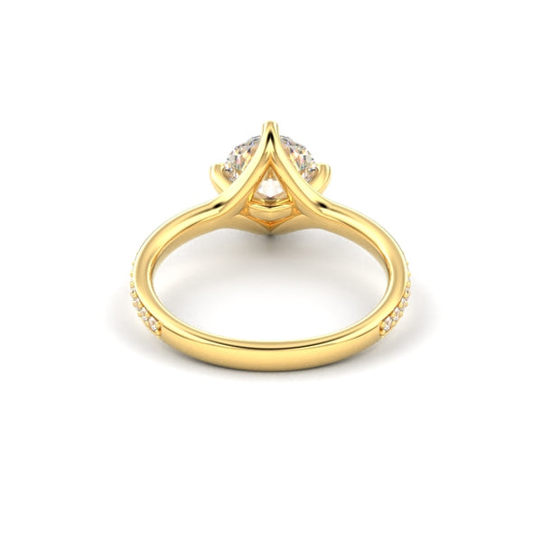 18K Yellow Gold East-West Shared Prong Engagement Ring - Circle of Diamond