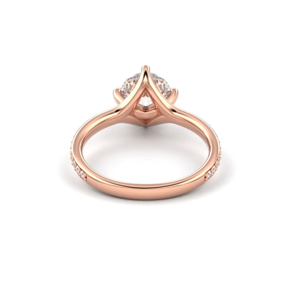 18K Rose Gold East-West Shared Prong Engagement Ring - Circle of Diamond