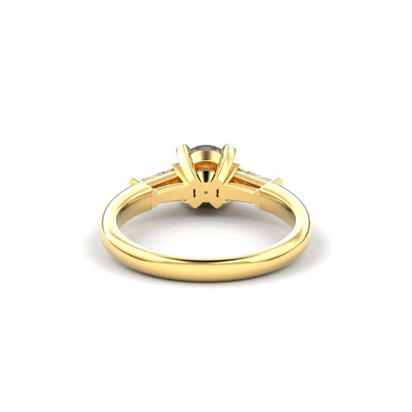 18K Yellow Gold Tapered Baguette Diamond Engagement Ring - Circle of Diamond