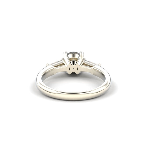 18K White Gold Tapered Baguette Diamond Engagement Ring - Circle of Diamond