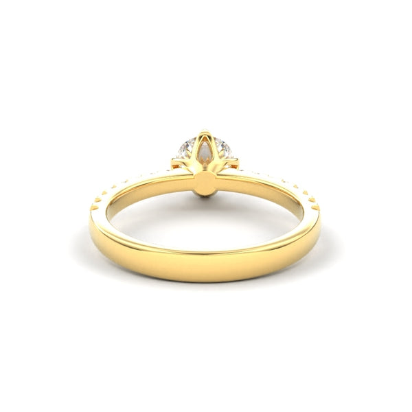 18K Yellow Gold Petite Flower Four Prong Engagement Ring - Circle of Diamond