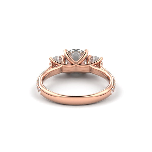 18K Rose Gold Trio Diamond Engagement Ring - Circle of Diamond