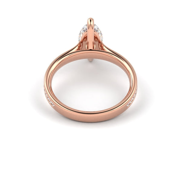 18K Rose Gold Marquise Shaped Thin Channel Set Diamond Engagement Ring - Circle of Diamond