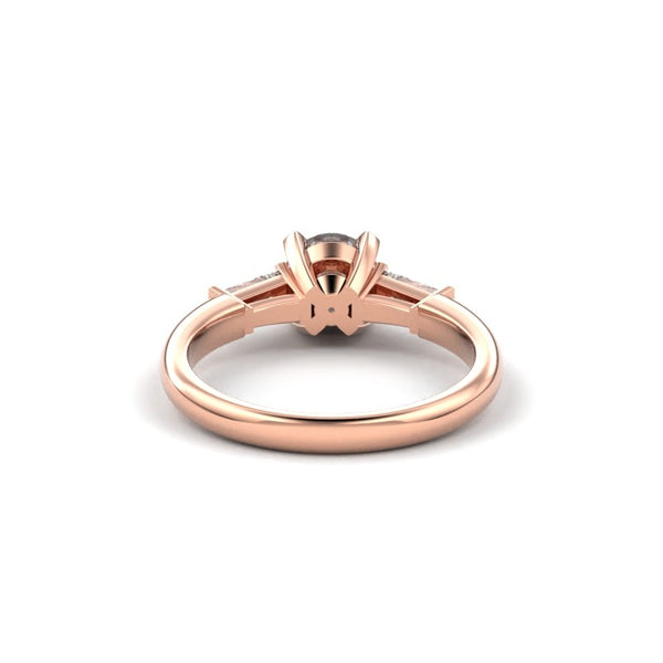 18K Rose Gold Tapered Baguette Diamond Engagement Ring - Circle of Diamond