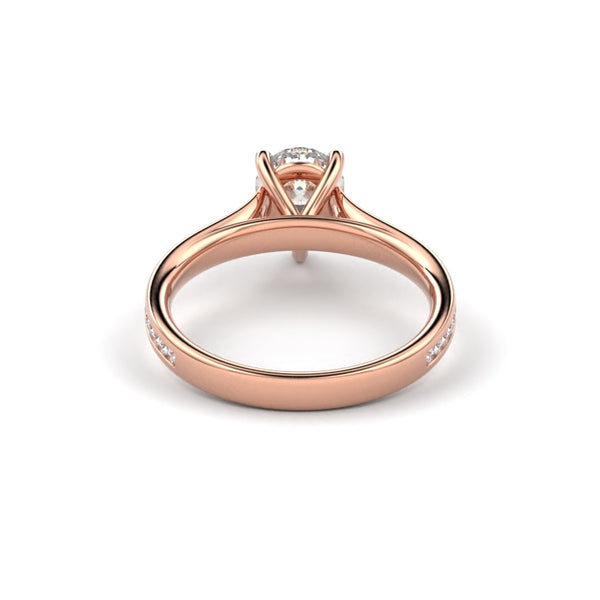 18K Rose Gold Pear Shaped Thin Channel Set Engagement Ring - Circle of Diamond