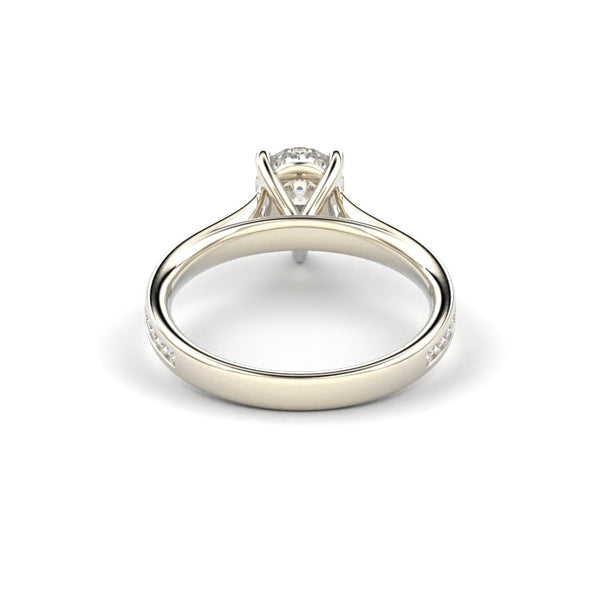 18K White Gold Pear Shaped Thin Channel Set Engagement Ring - Circle of Diamond