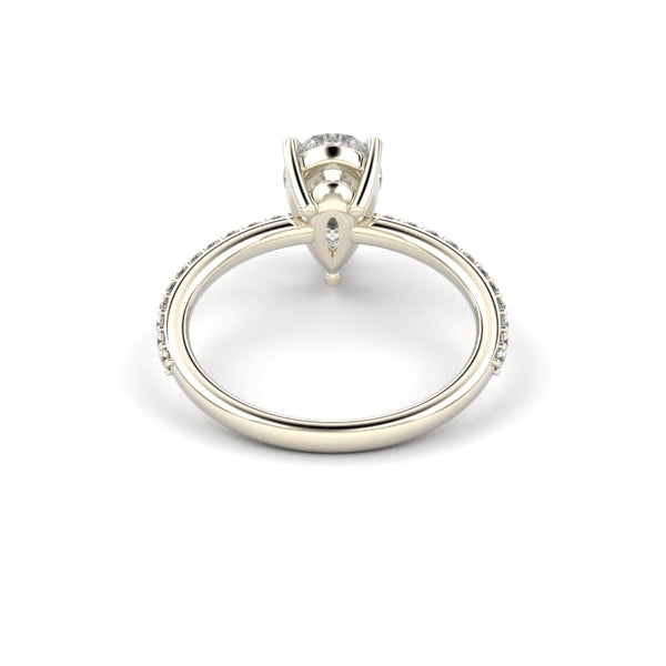 18K White Gold Pear Shaped Petite Shared Prong Contour Engagement Ring - Circle of Diamond