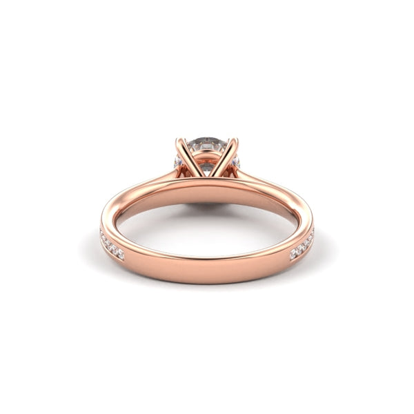 18K Rose Gold Thin Channel Set Round Shaped Diamond Engagement Ring - Circle of Diamond