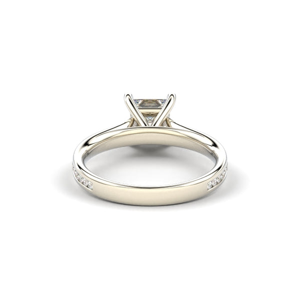 18K White Gold Princess Shaped Thin Channel Set Engagement Ring - Circle of Diamond