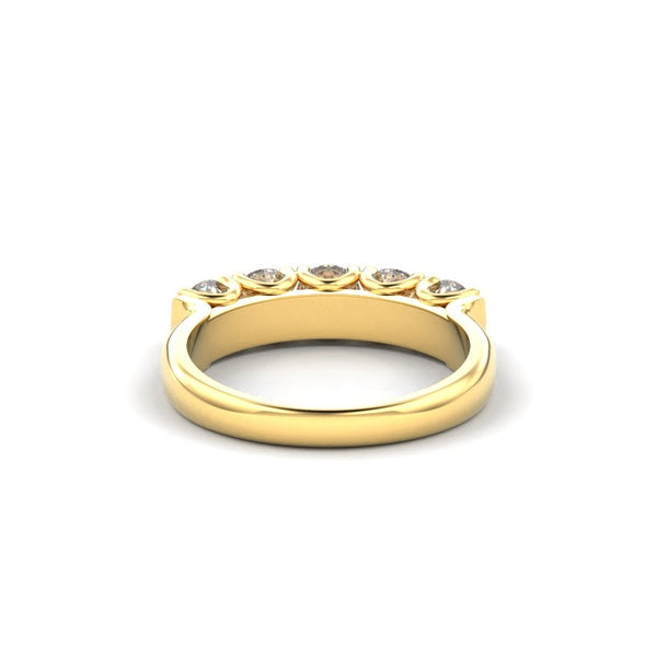 18K Yellow Gold Tessere Five Stone Diamond Wedding Ring - Circle of Diamond