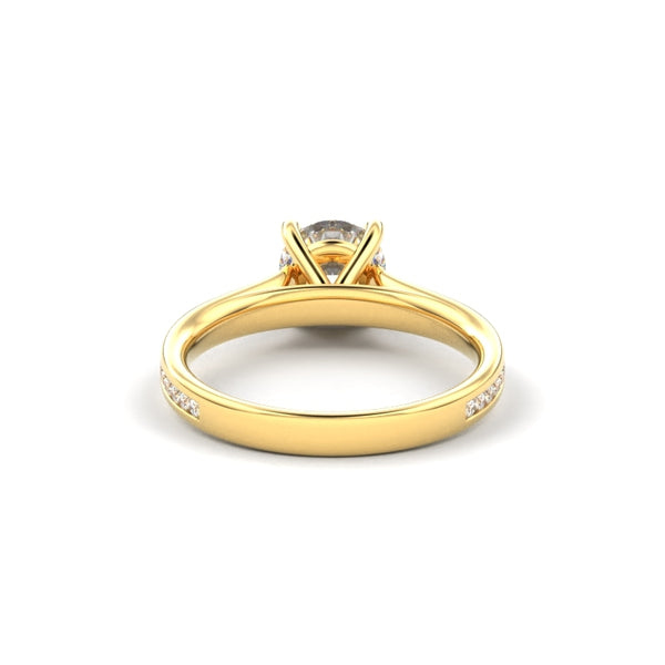 18K YellowGold Thin Channel Set Round Shaped Diamond Engagement Ring - Circle of Diamond