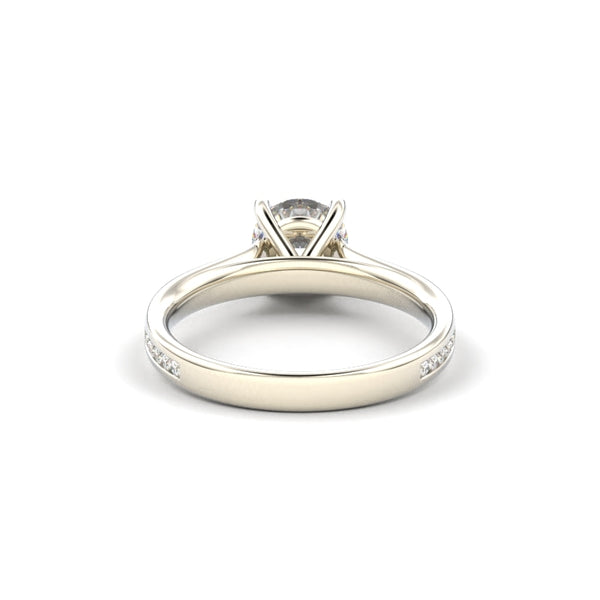 18K White Gold Thin Channel Set Round Shaped Diamond Engagement Ring - Circle of Diamond